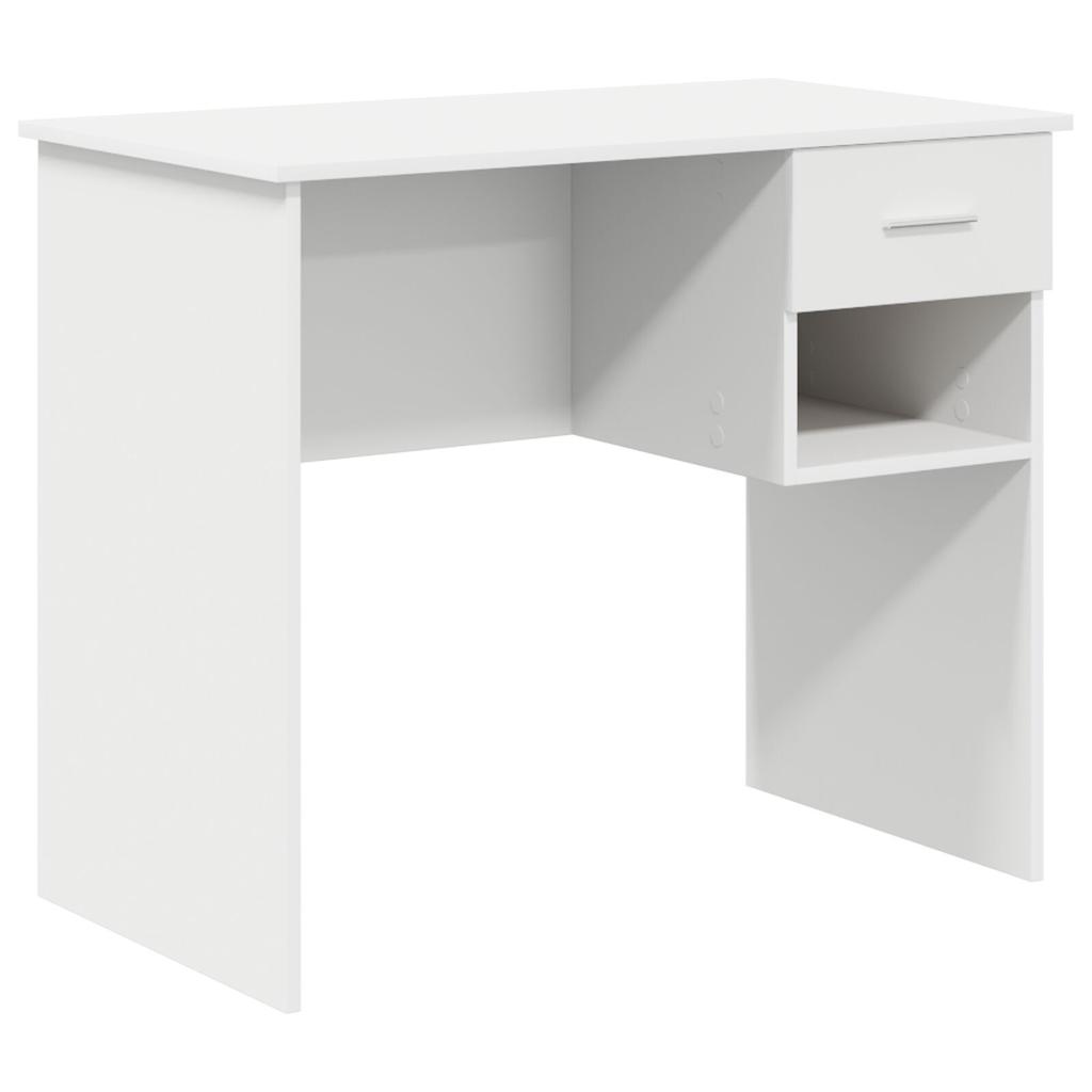 Minimalist White Computer Desk with Drawer Storage Compartments, Suitable for Living Rooms and Studies, Dimensions 90x49.5x75 Cm