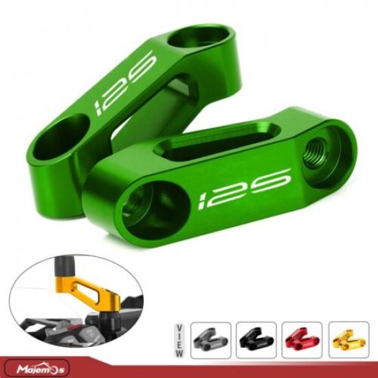 For Kawasaki Z125 Pro 2017-2025 BR125 CNC Rearview Mirror Risers Extenders Kit