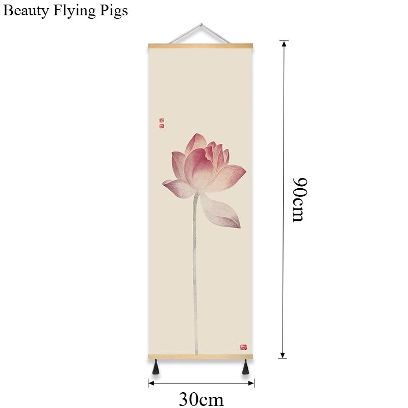 

1pc Chinese Lotus Decorative Painting Tea Room Wall Decoration Painting Home Decoration Background Wall Hanging Painting