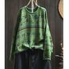 Autumn Printed Pullover Sweater Women's Round Neck Loose Casual Long-sleeved Blouse Literary Sweater