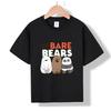 MC-86 MINISO 2026 Summer Kids 100% Cotton We Bare Bears T-Shirt Cute Cartoon Grizzly, Panda & Ice Bear Short Sleeve Tee for Boys & Girls