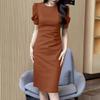 ZANZEA Women Casual Round Neck Zipper Short Sleeve Dresses
