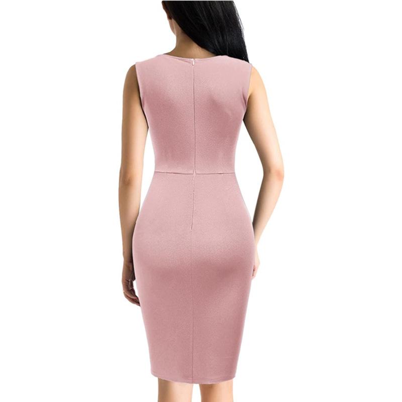 Women's Sleeveless Round Neck Knee-length Sequin Party Dress Clothes Sale