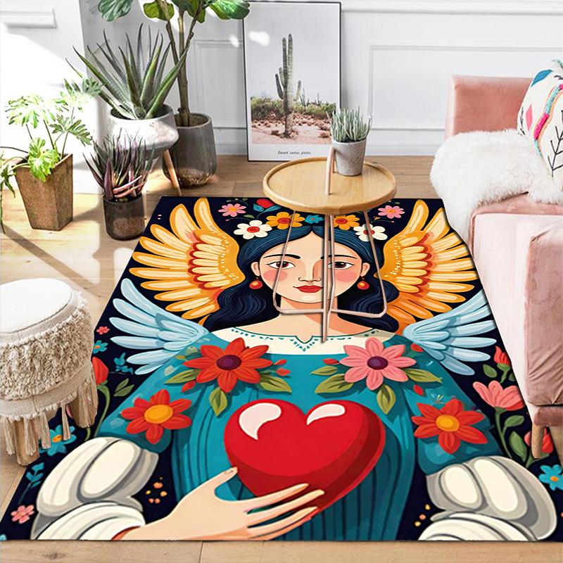 Cozy Floral Girl Heart Rug Floor Mat for Living Room or Bedroom Soft and Comfortable Carpet a Gift for Birthday and Holiday.ZFF0913368