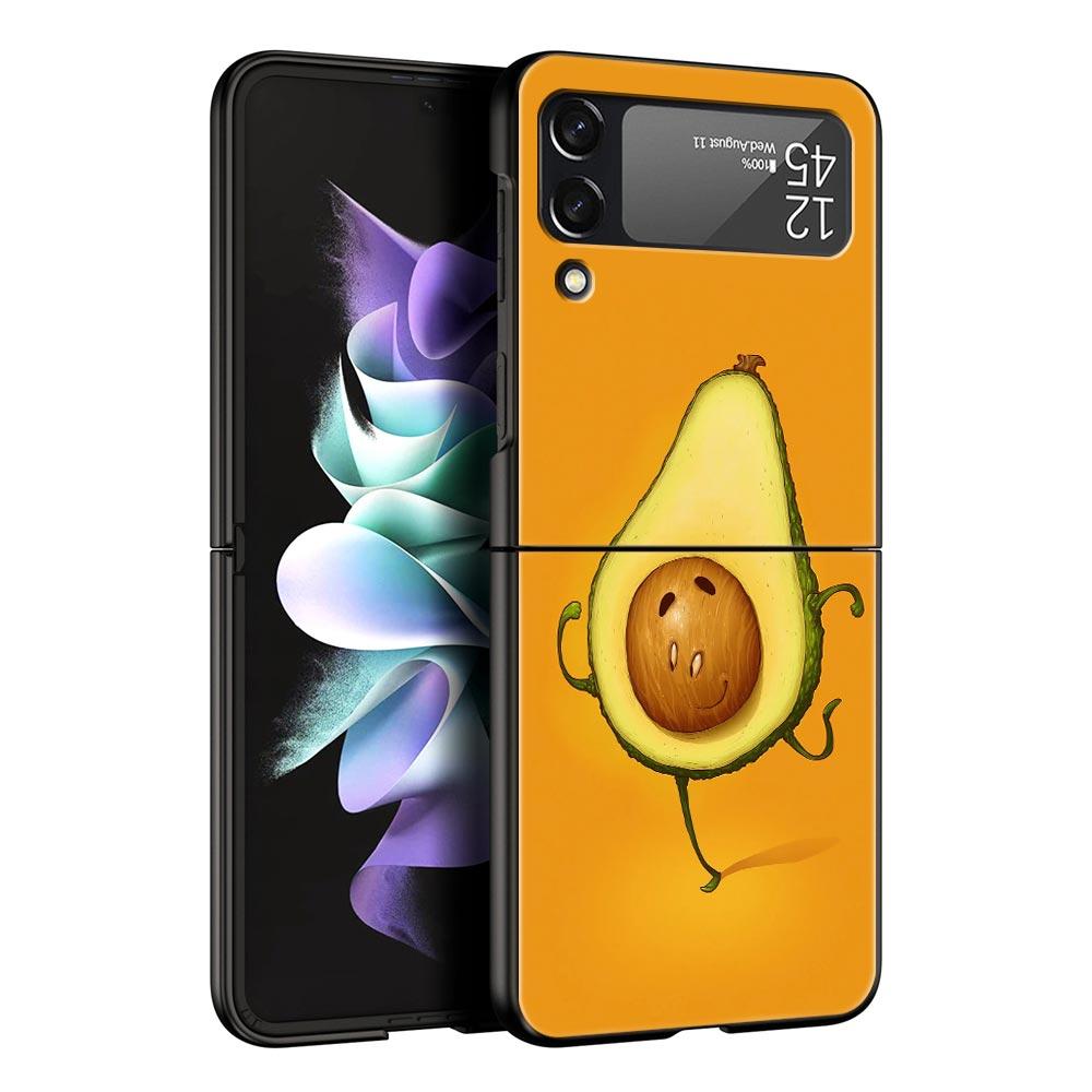 Cute Avocado Baby Yoga Phone Case For Samsung Z Flip3 Flip4 Flip5 Shell For Z Flip 3 Flip 5 4 5G Black Hard Folding Back Cover