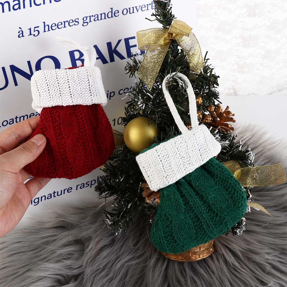 Red/Green Christmas Knitted Green Sock Mini Xmas Tree Gift Bag  Home