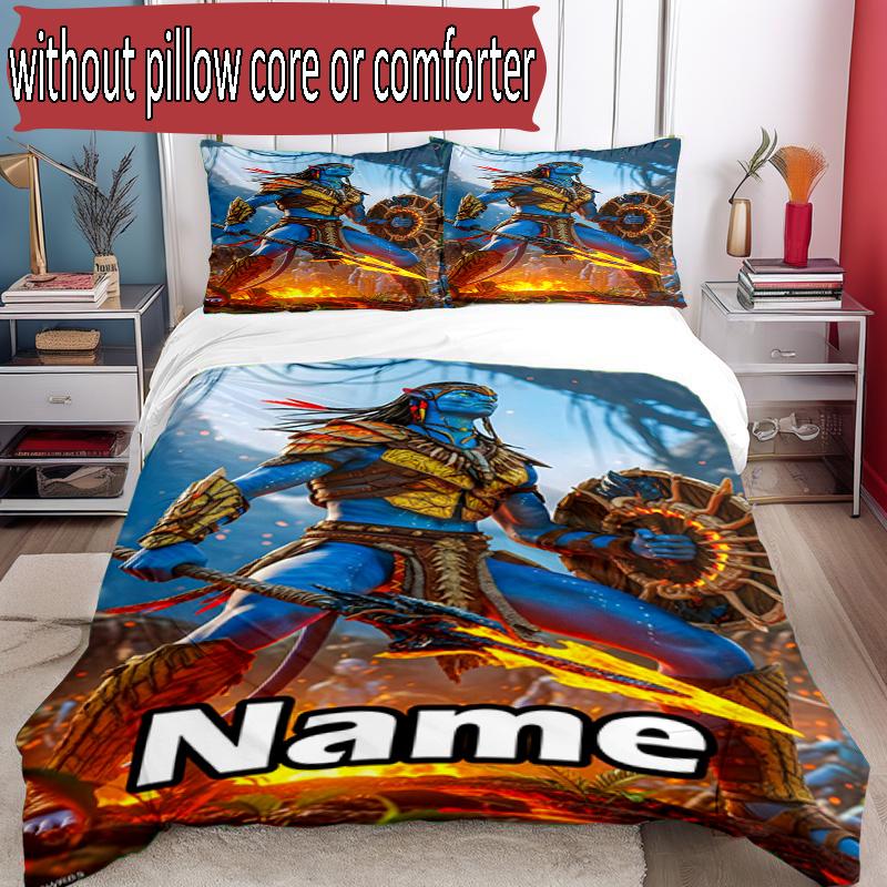 3pcs Duvet Cover Set (1*Duvet Cover + 2*Pillowcase, Without Core), Custom Name Avatar Pattern Bedding Set, Home Bedroom Decor Gift