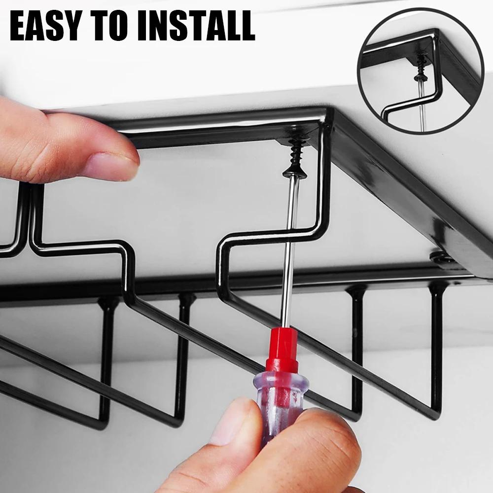 Hängendes Regal für Stielgläser zur Unterschrankmontage Barhänger Glas Kelch Eisenregal Barwerkzeug Eisen Weinregal Glashalter