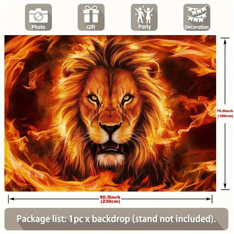 1 item Judas Lion Flame Background Decorative Photography Props Polyester Banner Decoration Home Decoration Room Decoration