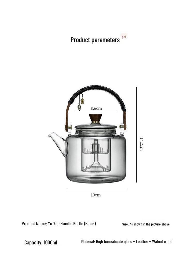 High-Temperature Resistant Glass Tea Kettle with Handle, Compatible with Induction Cookers for Brewing and Boiling Water
