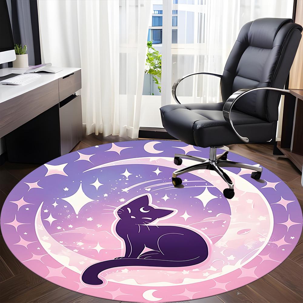 1pc Sailor Moon Cat Office Round Area Rug, Indoor Mat Suitable For Office, Under Office Chairs Bedroom Living Room Home Decor, Room Deco