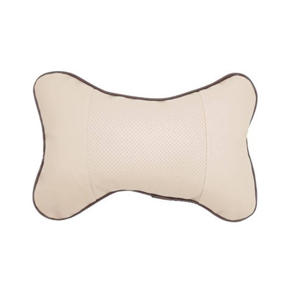 PU Leather Car Neck Support Pillow Elastic Soft Breathable Mesh Cervical Spine Cushion Fiber Fill Universal Headrest Pillow