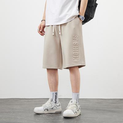 Summer Men's Shorts  Clothes Letter Printed Casual Sweatpants Solid Color Loose Cotton Short Pants Male Straight Shorts