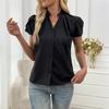 YYFS Women's Fashion Casual Summer Spring Solid Color Print Short Sleeve V-Neck Blouses & Shirts