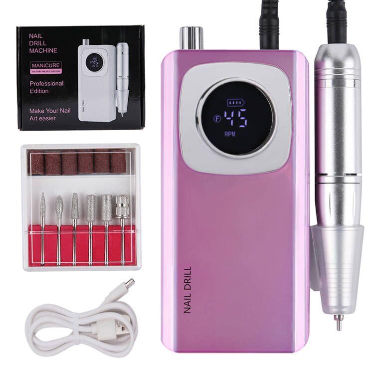 45000RPM Nail Drill Machine Electric Portable Nail File Rechargeable Nail Sander for Gel Nails Polishing For Home Manicure Salon
