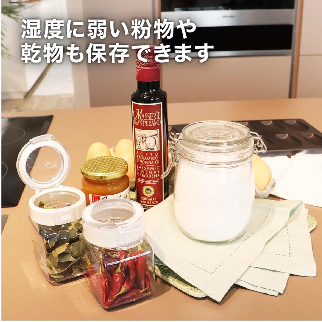 Takeya Freshlock White Storage Set of with for Potato and Snacks [Official] Containers, 4, Square, 300ml, Spoon, Airtight, Refrigerator-Safe, Protein,
