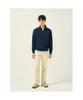 Binpolmen Classic Soft Cotton Quarter-Zip T-Shirt Navy