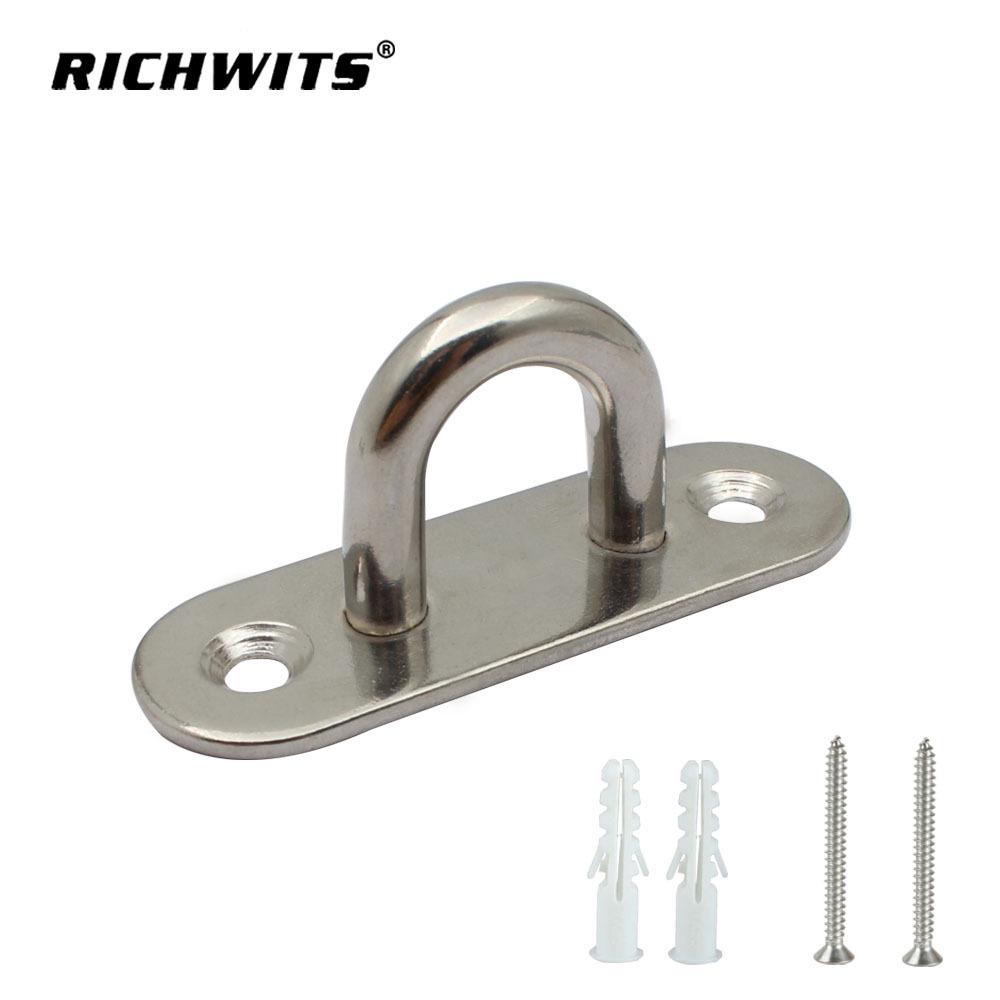 

Stainless Steel Oval Door Latch 304/316 Marine Eye Plate with Pull Ring and Hook. 5mm 304 with screws, weight 0.023Kg
