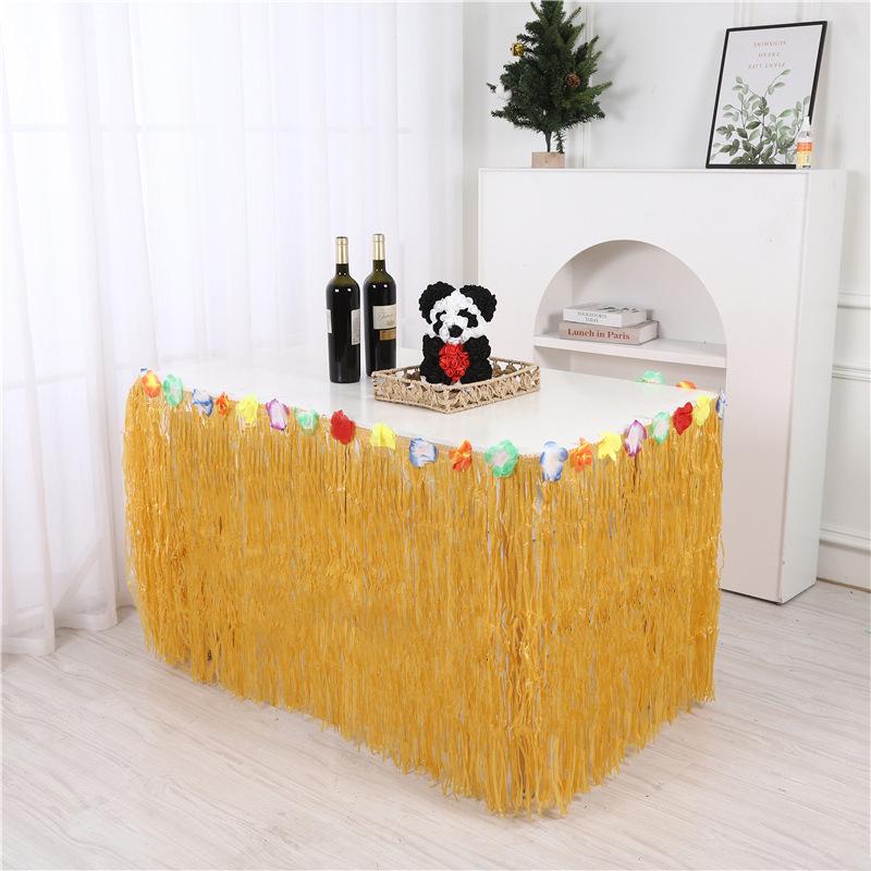 Hawaiian Hula Table Skirt Decor, Outdoor Party Tassel, 275cm x 75cm