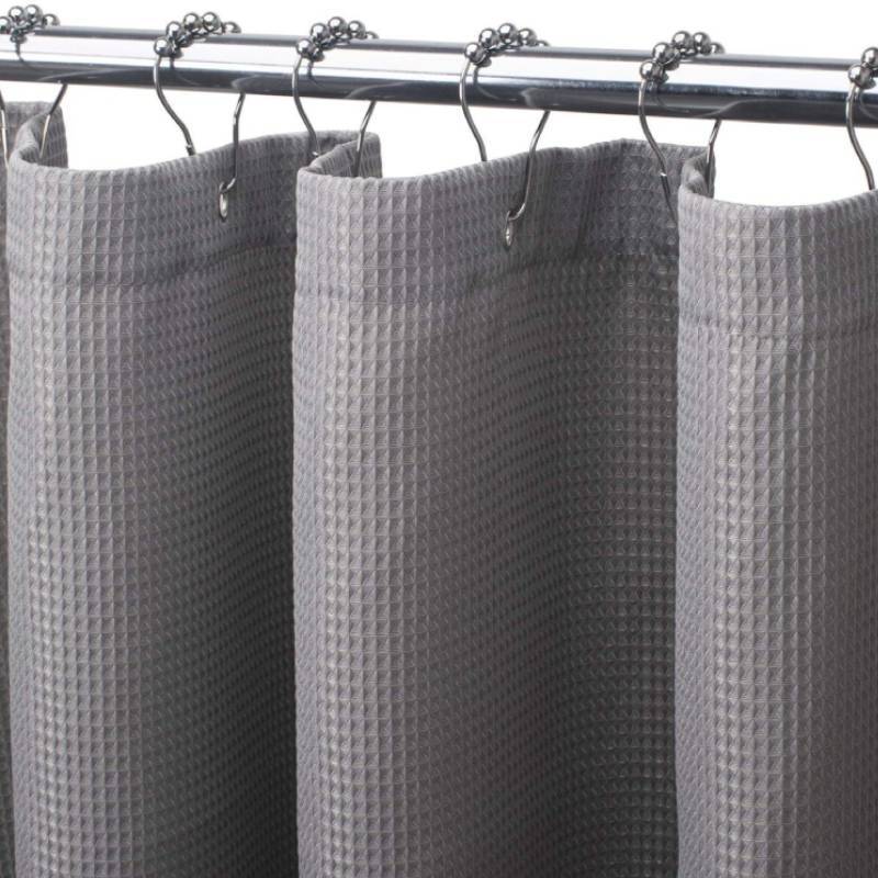 Cortina de ducha de poliéster de color liso con tejido gofrado moderno para decoración de baño