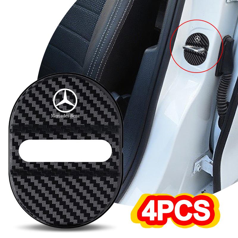 4PCS Car Door Lock Cover Stainless Steel Protection Accessories For Mercedes Benz AMG W124 W202 W203 W204 W210 W211 W212 QN1