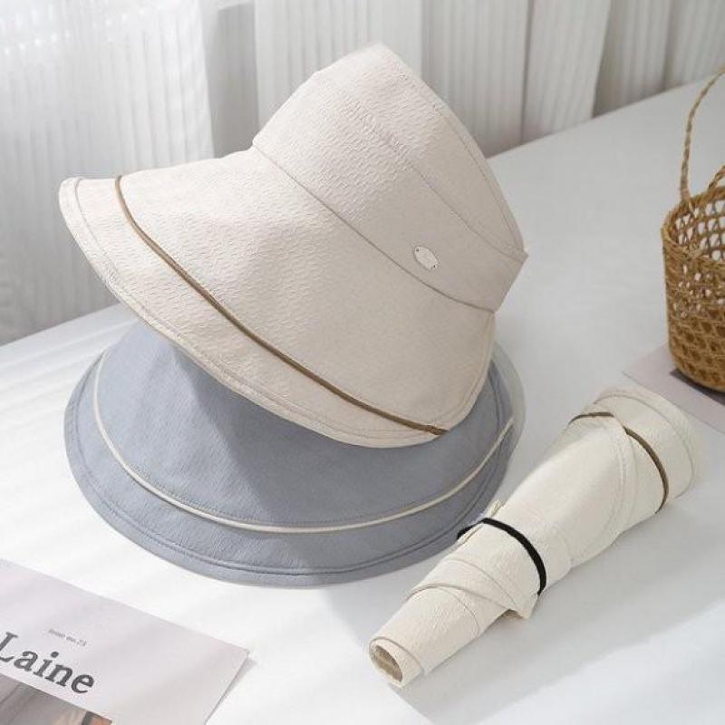 Summer Hats For Women Foldable Sun Visor Cloth Simple Wide Brimmed Sunscreen Sun Hat Female Casual Packable Sunhat New