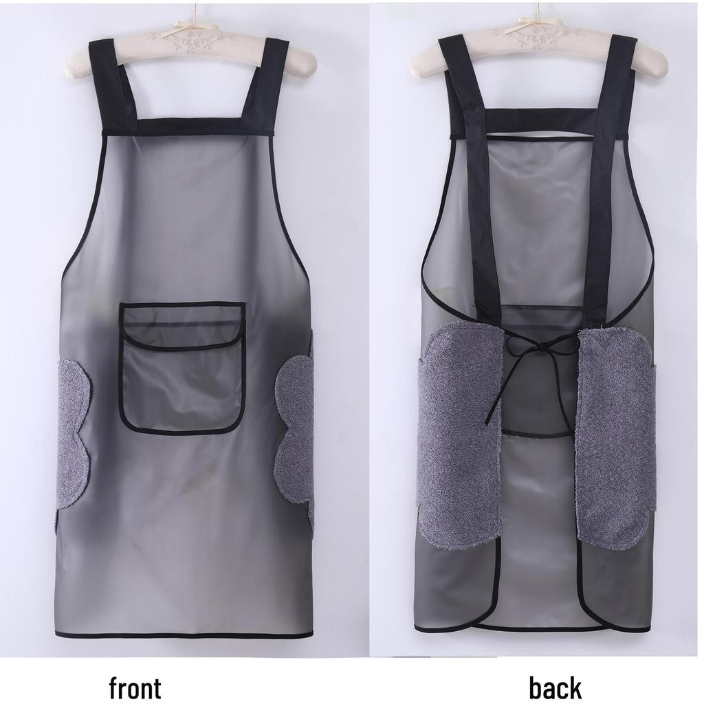 Waterproof Oil-Proof Semi-Transparent TPU Cooking Apron for Adults - Soft Leather, Hand Wiping, and Extended Coverage for Dishwashing.