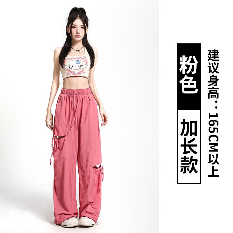 Overalls Women's Spring and Summer New Products High-end High-waisted Babes Small Casual Sports Wide-leg Straight Pants