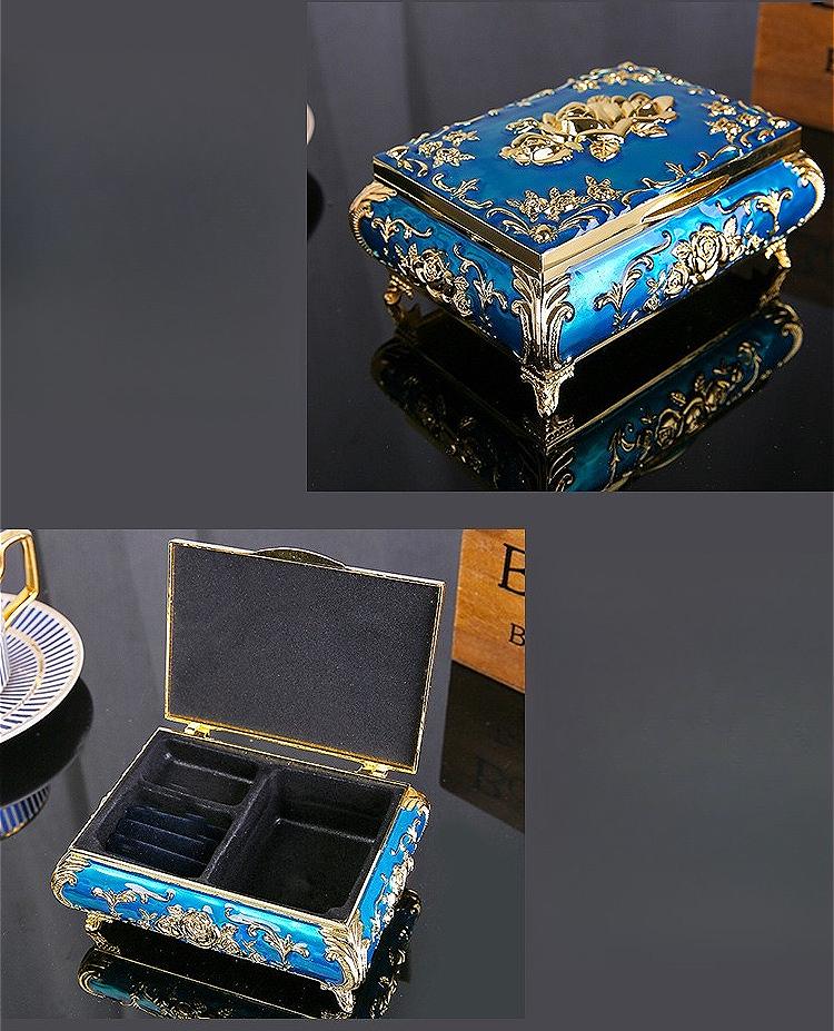 High-End European Metal Jewelry Box with Rose Design, Luxury Decorative Storage Organizer for Necklaces Rings Wedding Gift