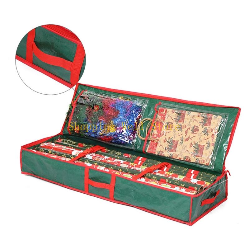 KX4B Holiday Themed Wrapping Paper Portable Storage Solution Durable Fabric Design For Seasonal Decorations