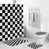 Black White Geometric Stereoscopic Fabric Shower Curtain Bathroom Curtains Set Anti-Skid Rugs Toilet Lid Cover Bath Mat Carpet