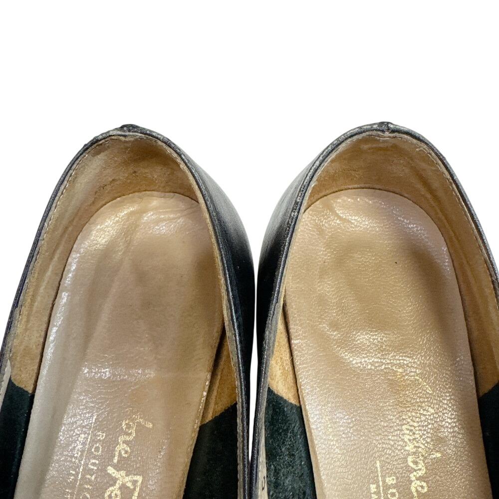Salvatore Ferragamo Heel leather Ribbon flat pumps pumps black leather Used