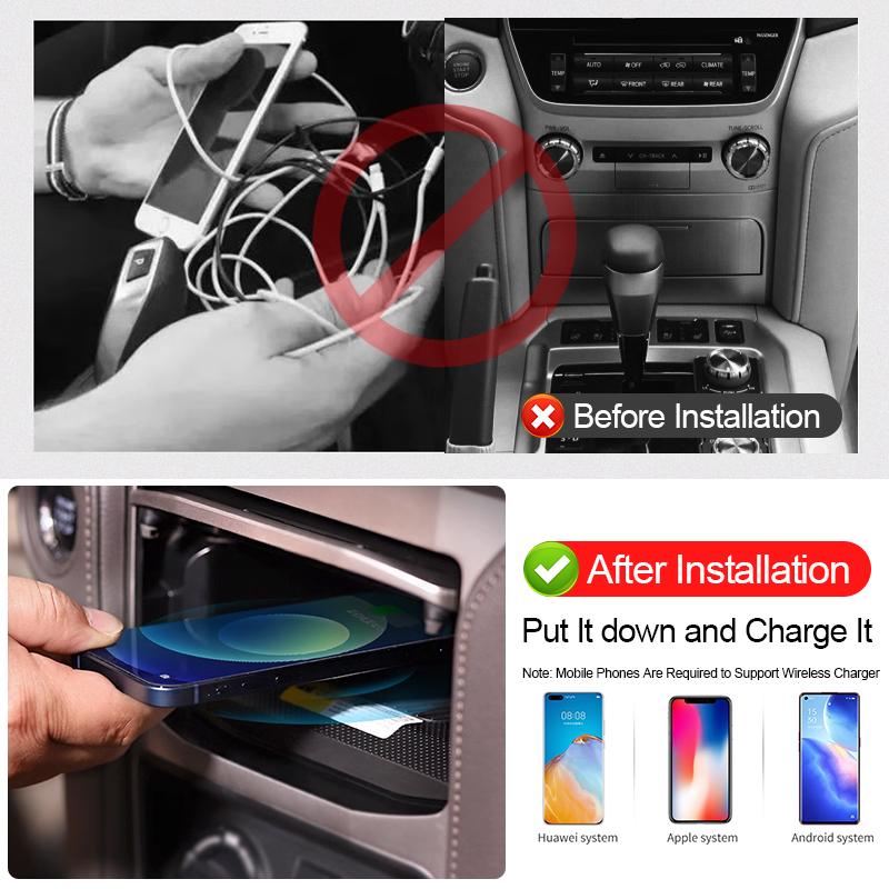 For 2016-2021 Toyota Land Cruiser 200 LC200 fj200 Center Control Wireless Charger Panel Assembly Fast Charge Upgrade Accessories