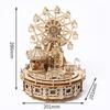 3D Wooden Puzzle Dream Amusement Park Led Rotatable Ferris Wheel Music Octave Box DIY Assembly Model Kit Toy Gift for Kids Adult