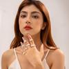 7PCS Exquisite Romantic Wirte Flower Imitation Irregular Pearl Rings Set Jewelry for Women Girls Minimalist Style Finger Rings