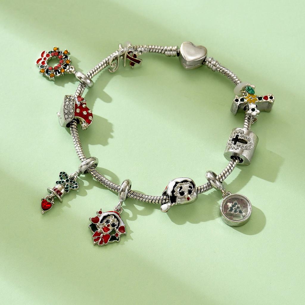 Christmas Jewelry Bracelet With Snowflake And Santa Elements For Women And Men