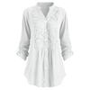 Camicia a maniche lunghe con scollo a V e bottoni in pizzo, comoda e casual, da donna, taglie forti