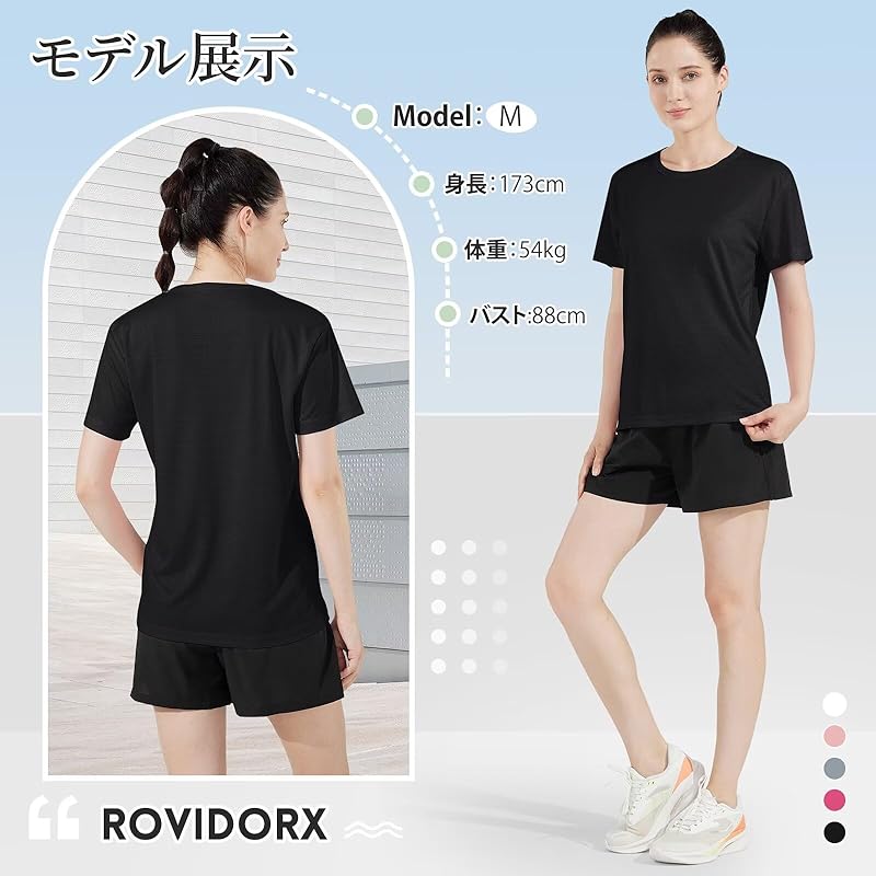 [Rovidorx] T-shirt Ladies Short Sleeve Sports Relaxing Tee Shirt Large Size Gym Wear Sport T-shirt Quick Drying Dry T-shirt Sportswear Running