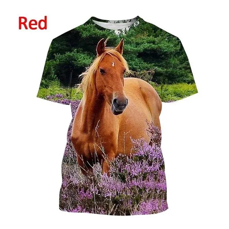 Men's Street Hip-hop Harajuku Style Trendy Short-sleeved Horse 3d Printed T-shirt Cool T-shirt