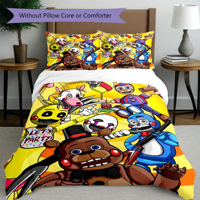 3pcs Duvet Cover Set (1*Duvet Cover + 2*Pillowcase, Without Core), Five Nights At Freddy's Print Bedding Set, Bedroom Decor, All‑Season, Birthday Gift