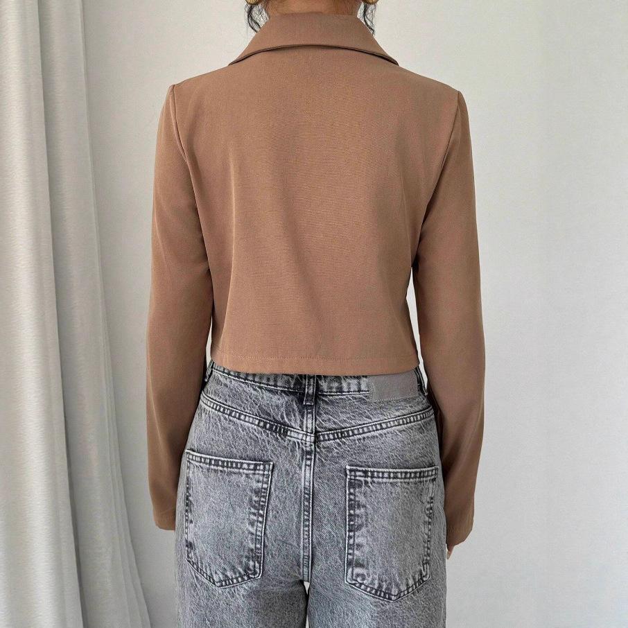 Spring Autumn Blazers Fashion Short Jacket for Women, Harajuku Solid Versatile Loose Thin Coats, Single Breasted Short Suit Top Female