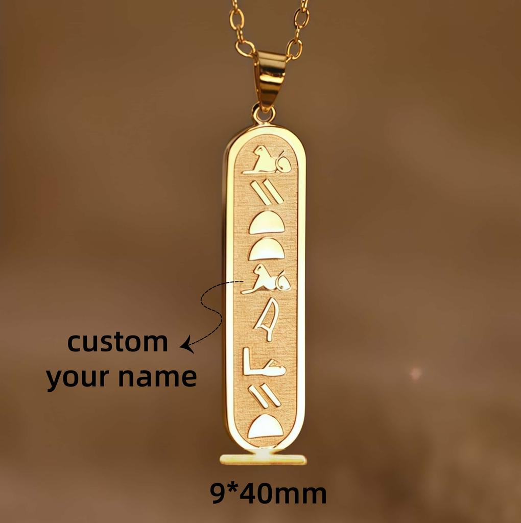Custom Egyptian Cartouche Necklace Personalized Hieroglyph Pendant Ancient Egyptian Script Necklace Egyptian Symbols Necklace
