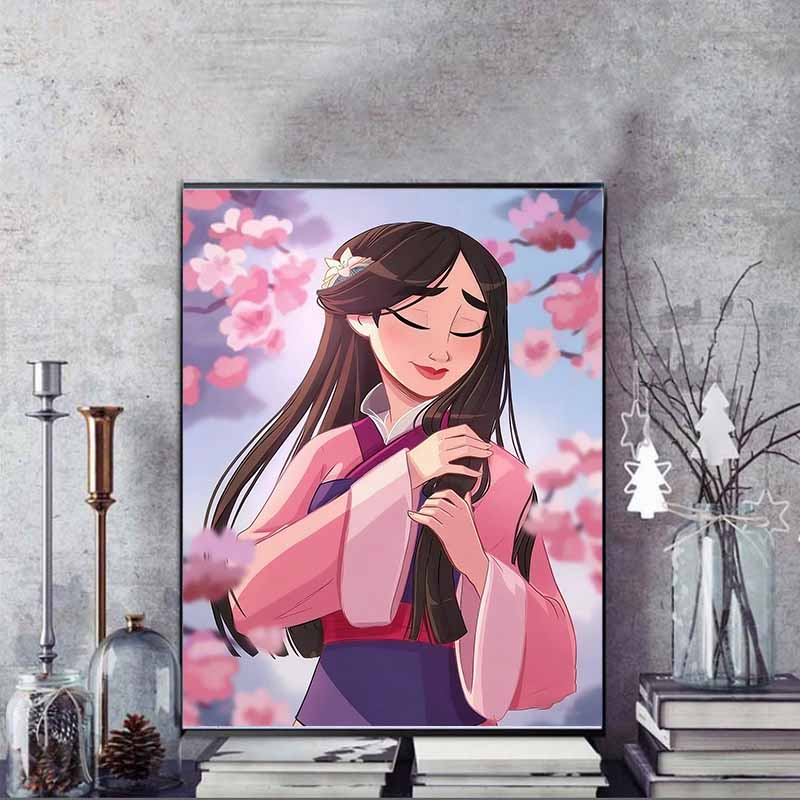 Disney Diamond Painting 5D "Mulan" Soft Breeze Fan Art Illustration Cartoon Movie Cross Stitch Embroidery Handmade Gift Home Decoration