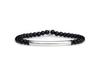 Howthere Gemstone Bracelet Minimalist - Silver Pipe And Black Stone