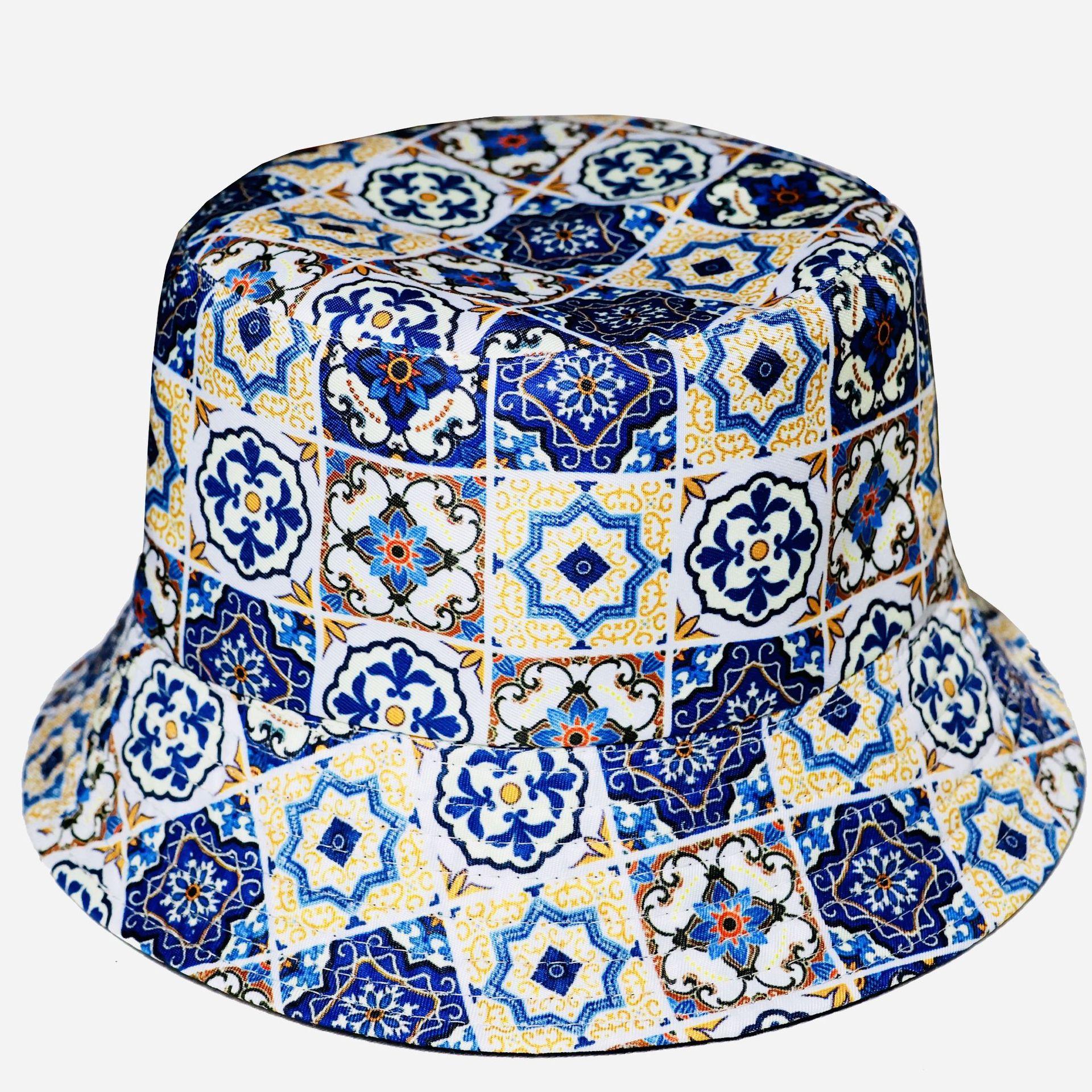 

Этнический стиль Двусторонняя шляпа-панама Солнцезащитная двусторонняя шляпа-ведро Солнцезащитная шляпа из цветочной ткани Сине-белый фарфор Женская солнцезащитная шляпа Adjustable