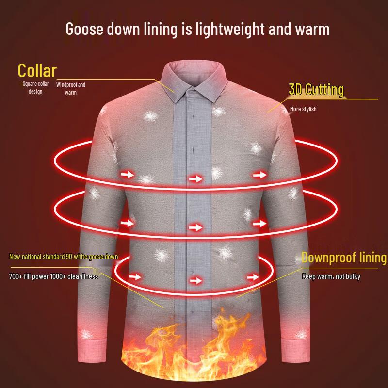 FIRS Men's 90% Goose Down Business Casual Winter Shirt