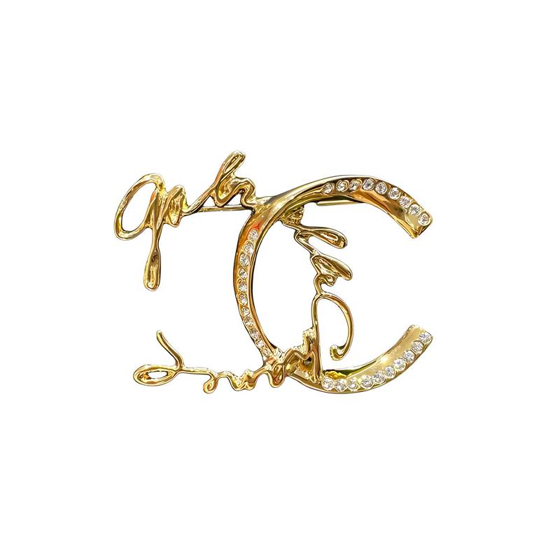 

CHANEL [24S new product] double C letter hollow stitching irregular brooch women s gold золотий