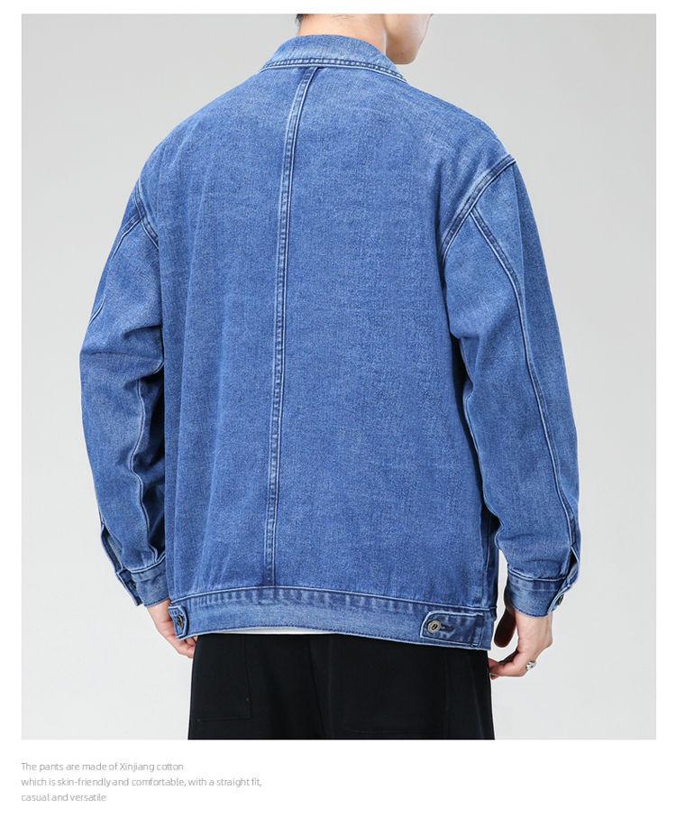 Men's Functional Embroidered Denim Jacket - Autumn/Winter Loose Fit, Japanese Trend, Plus Size Outerwear