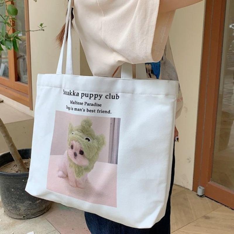 Large capacity tote bag women's new cartoon printed handbag shopping bag mommy canvas shoulder