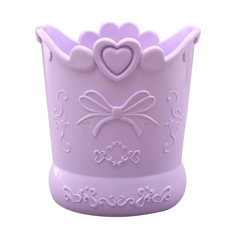 Cute Bow Pen Holder Candy Color Kawaii Pink Pencil Stationery Organizer Box Stand Container Home Makeup Brush Storage Bucket